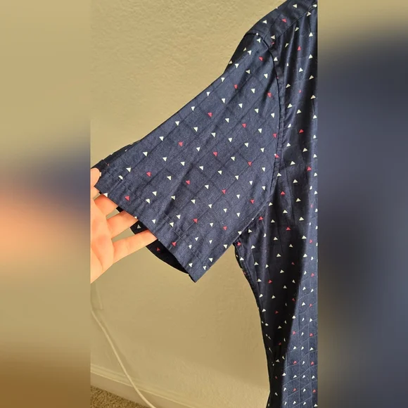 Men's Navy Blue Polka Dot Shirt XL - Picture 4 of 5